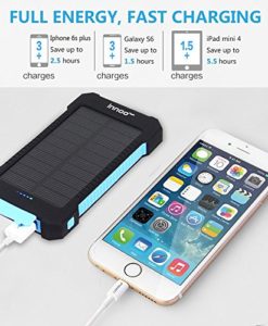 Innoo Tech Solar Charger 10000mAh,Solar Power Bank with Sunpower Panel Dual USB Port Portable Energy Charger, Solar Battery Charger with Led Light, Waterproof, Dust-Proof and Shock-Resistant - Image 3
