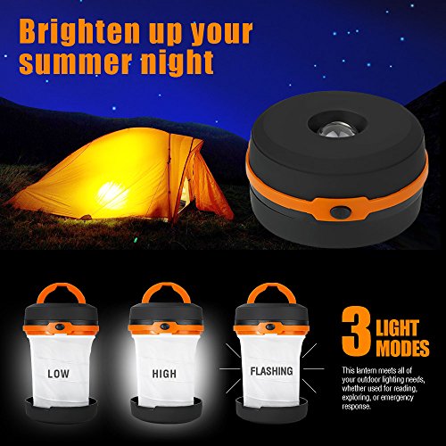 LE Collapsible LED Camping Lantern flashlight, Dual Purpose, 3 Modes, Battery Powered, Water Resistant, Home, Garden and Camping Lanterns for Hiking, Emergencies, Outages - Image 4