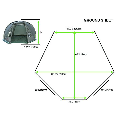 Magic3org Carp Fishing Bivvy Day Shelter Tent Quick Erect Outdoor Coarse Tackle 1-2 man - Image 5