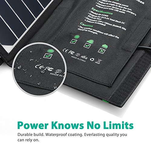 RAVPower 16W Solar Charger with Dual USB Port (Foldable, Portable) High Efficiency Outdoor Solar Panel for iPhone, iPad, Samsung Galaxy, Gopro Camera - Image 7