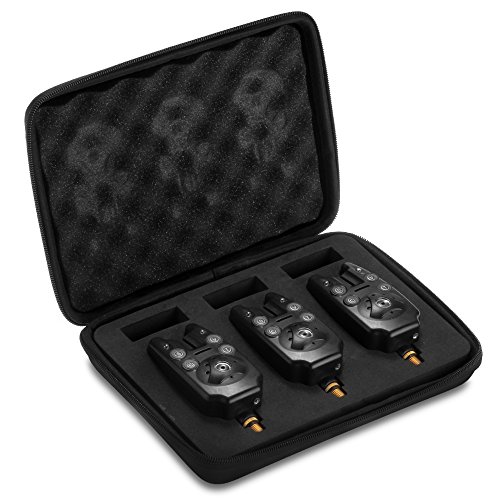 TOMOUNT Set 3 PCS Blue LED Wireless Fishing Bite Alarms for Carp Fish Black - Image 3
