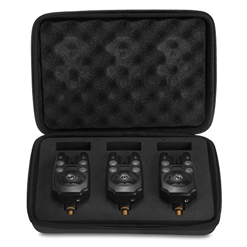 TOMOUNT Set 3 PCS Blue LED Wireless Fishing Bite Alarms for Carp Fish Black - Image 4