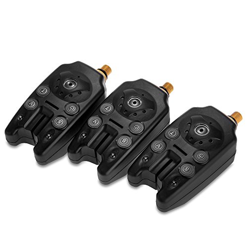 TOMOUNT Set 3 PCS Blue LED Wireless Fishing Bite Alarms for Carp Fish Black - Image 5