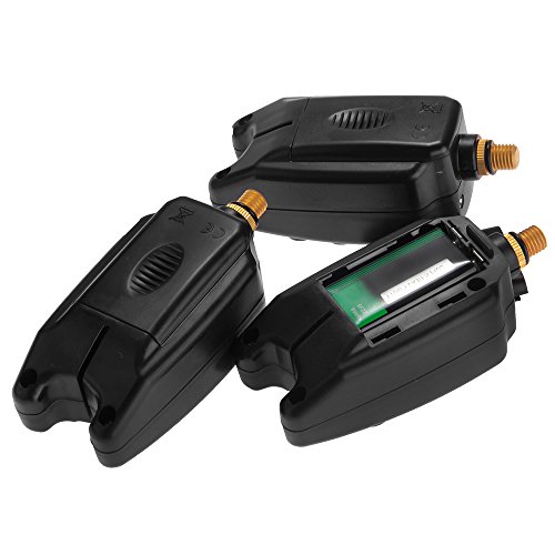 TOMOUNT Set 3 PCS Blue LED Wireless Fishing Bite Alarms for Carp Fish Black - Image 6