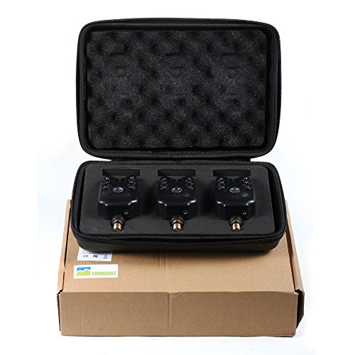 TOMOUNT Set 3 PCS Blue LED Wireless Fishing Bite Alarms for Carp Fish Black - Image 7