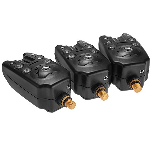 TOMOUNT Set 3 PCS Blue LED Wireless Fishing Bite Alarms for Carp Fish Black - Image 8