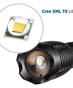 Tactical Flashlight, TONBUX® E6 Cree MXL T6 900 Lumen LED Flashlights, 5 Light Mode, Adjustable Focus Zoomable Flashlights Waterproof Torch Flashlight for Hiking, Camping(Black) - Image 2