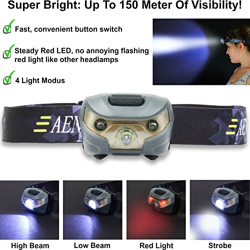 Lightweight & Super Bright for USB Rechargeable LED Head Torch Waterproof