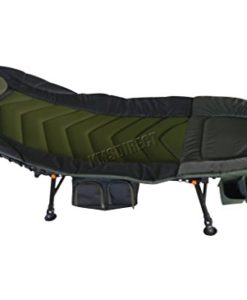 Outdoor Portable Fishing Bed Chair Bedchair Camping Heavy Duty 6 Adjustable Legs with Side Tool Bag Detachable Pillow Dark Green - Image 2