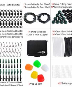 Alternative view of Dr.fish Set of 237 Carp Fishing Tackle in Box Rigs Safety Clips Hooks Swivel Snap Corn Tubing Accessories Green Black