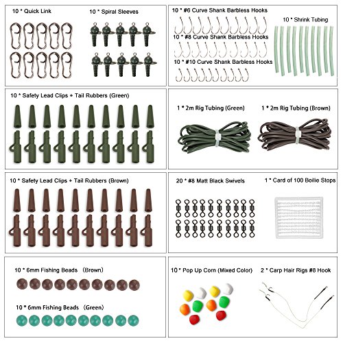 Lixada 155PCS Fishing Tackle Box Carp Weights Safety Clips Hooks Swivels Hair Rigs - Image 3