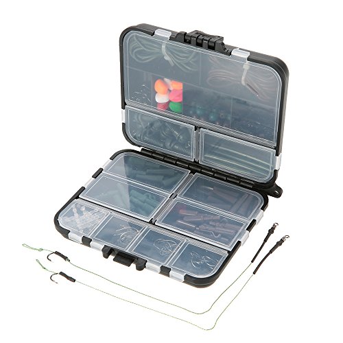 Lixada 155PCS Fishing Tackle Box Carp Weights Safety Clips Hooks Swivels Hair Rigs - Image 5